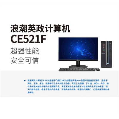 浪潮（inspur）CE521F 信创台式机 飞腾D2000 纯国产银河麒麟系统 中孚三合一红 涉密型号机 8G/120G+1T/1G独显